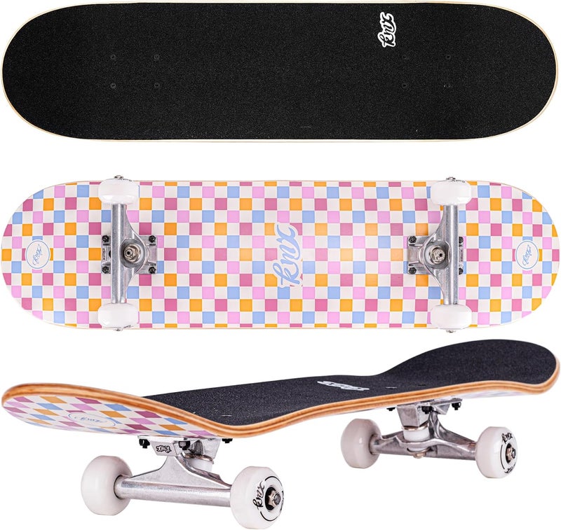 KMX Complete Skateboard for Beginners, 7-Layer Canadian Maple Double Kick Concave Deck| Aluminum Alloy Trucks | Pro Skateboard for Boys, Girls, Kids, Teens, Adults - Image 2